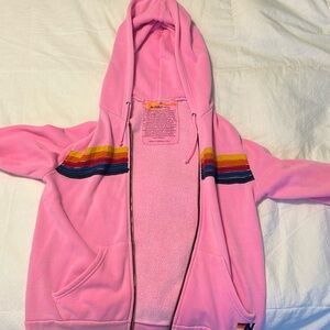 hot pink 5 stripe aviator nation hoodie size medium worn twice no stains.